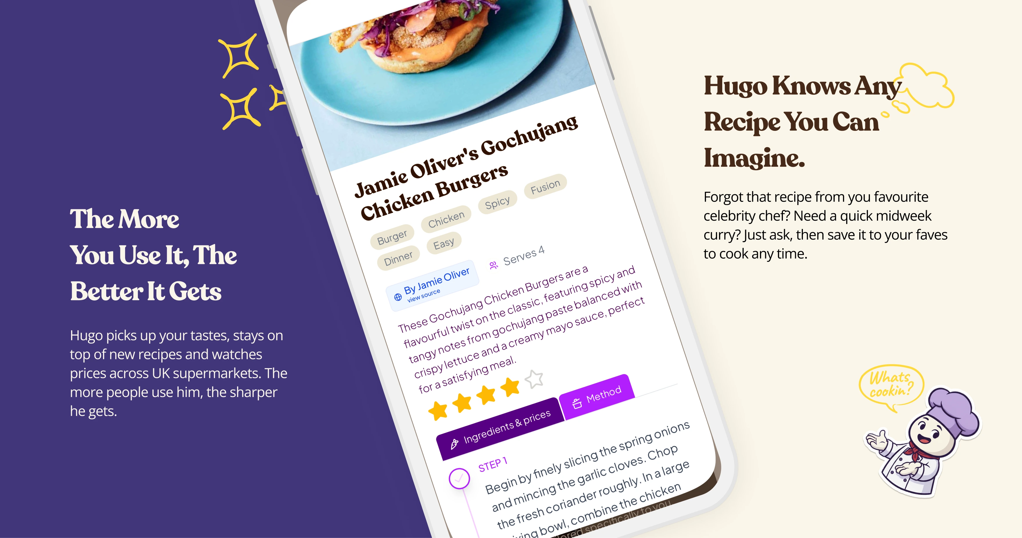YoHugo saved recipes and meal planner